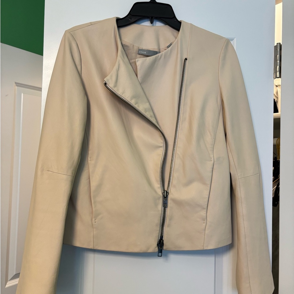 Vince Cream Leather Jacket for Women